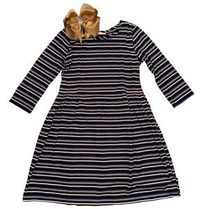 Girls Copper Key Dress Striped Ribbed Material Size Youth Medium 8/10